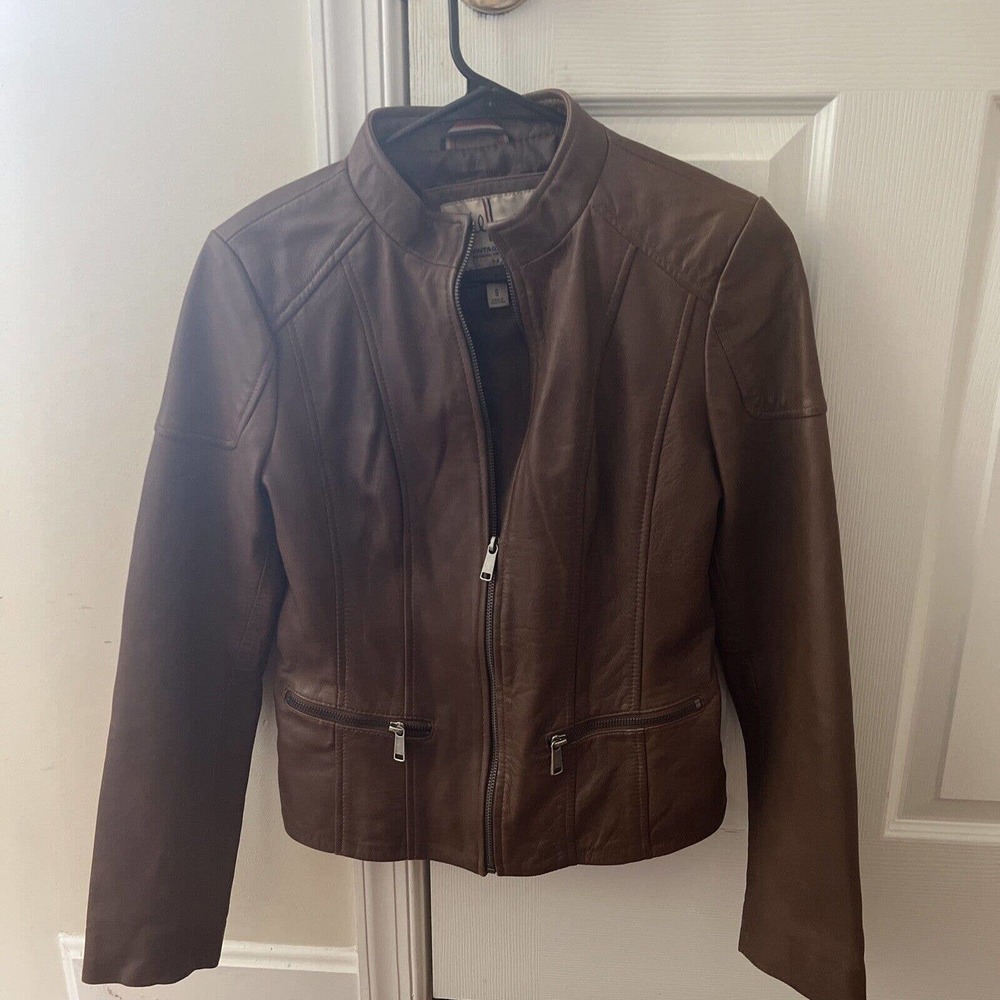 Men’s Wilson The leather experts full zip up brown 100% leather jacket small